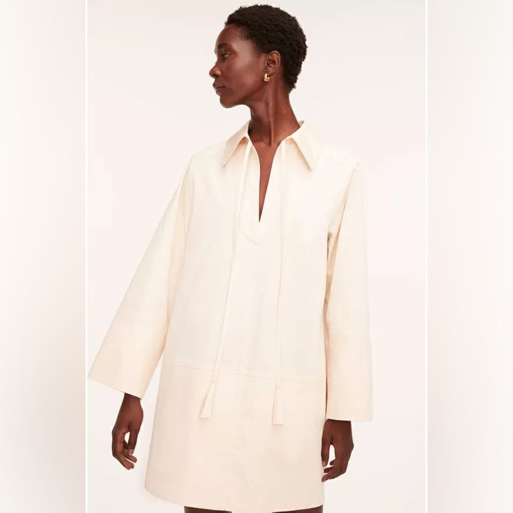 NWT Rebecca Taylor Heavy Cotton Shirt Dress in Cream Size Medium